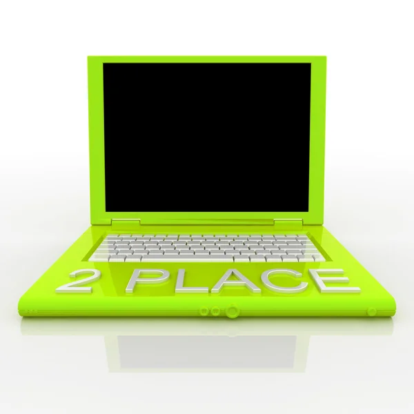 Computador portátil com palavra 2 lugar nele — Fotografia de Stock