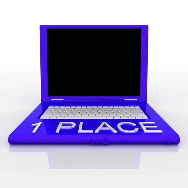 Laptop computer with word 1 place on it — Stock Photo, Image