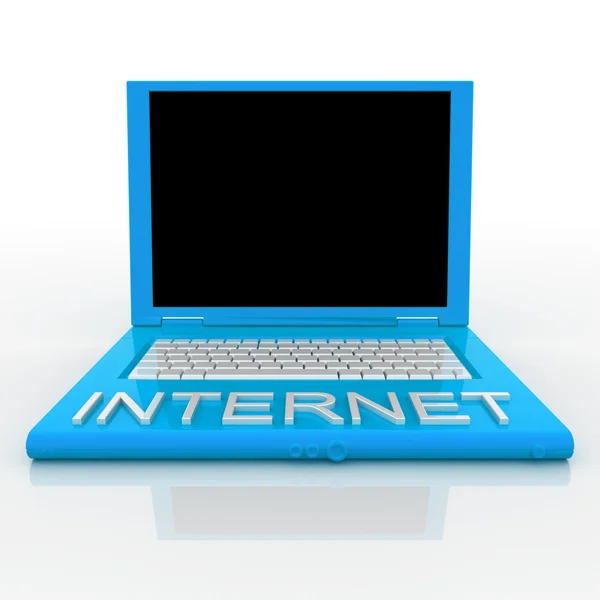 Laptopcomputer met internet word op het — Stockfoto