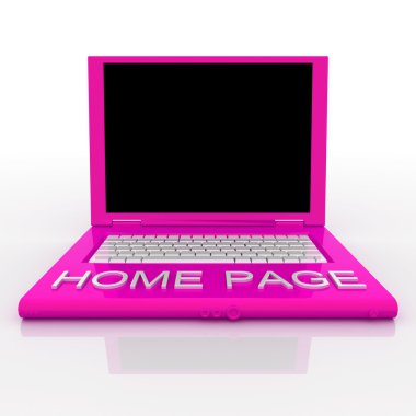 Laptop computer with word home page on it clipart