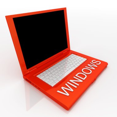 Laptop computer with windows on it clipart