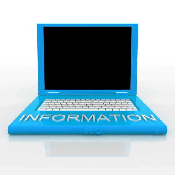 Computador portátil com informações sobre a palavra — Fotografia de Stock