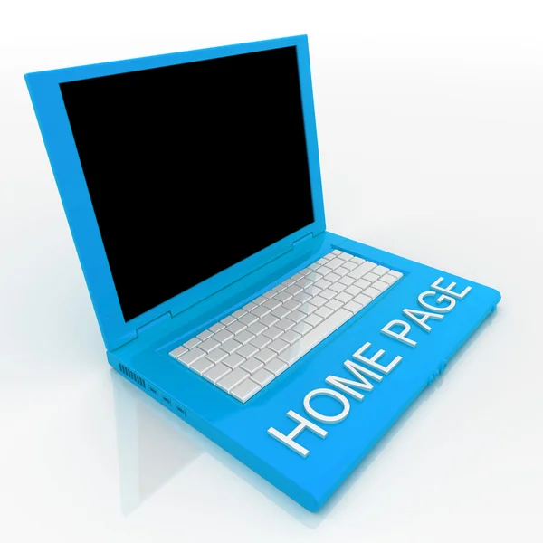 Ноутбук компьютер с домашней страницей слова на нем — стоковое фото