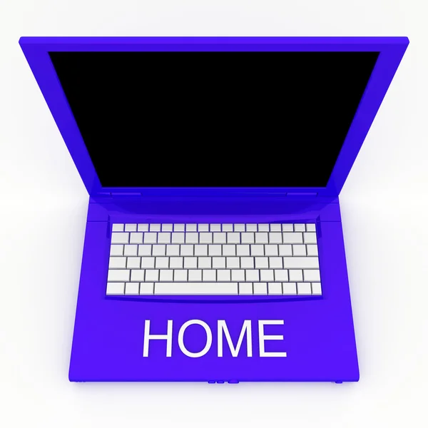 Laptopcomputer met woord thuis op het — Stockfoto