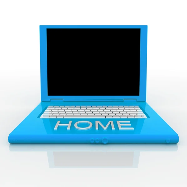Laptopcomputer met woord thuis op het — Stockfoto