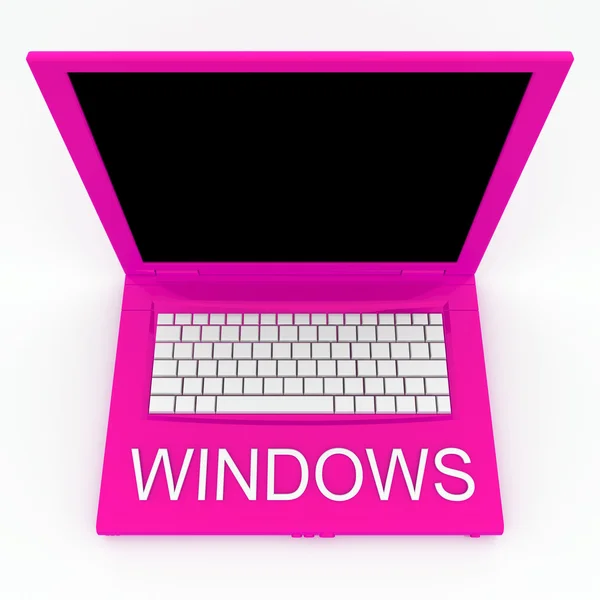 Computer portatile con finestre su di esso — Foto Stock
