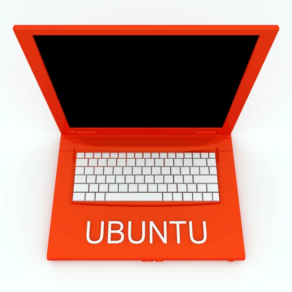 Комп'ютер ноутбука з Ubuntu на ньому — стокове фото