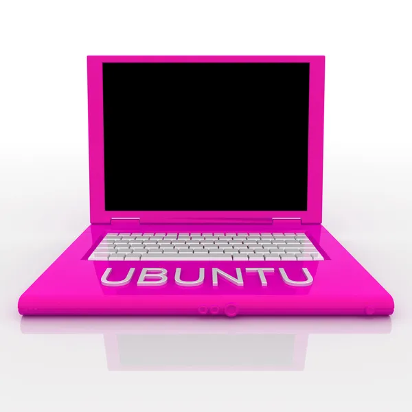 Computer portatile con ubuntu su di esso — Foto Stock