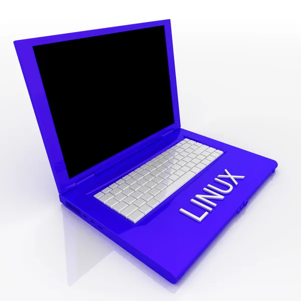Laptop computer with linux on it — Stock Photo, Image