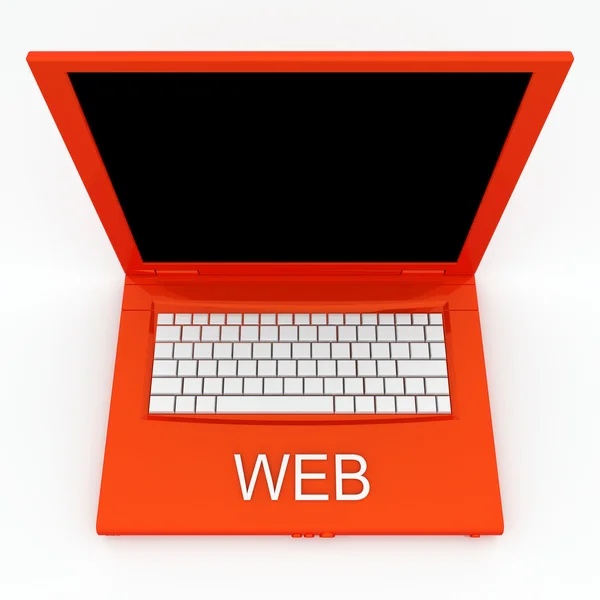 Bärbar dator med word web på det — Stockfoto