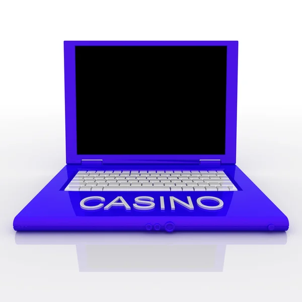 Laptopcomputer met woord casino op het — Stockfoto