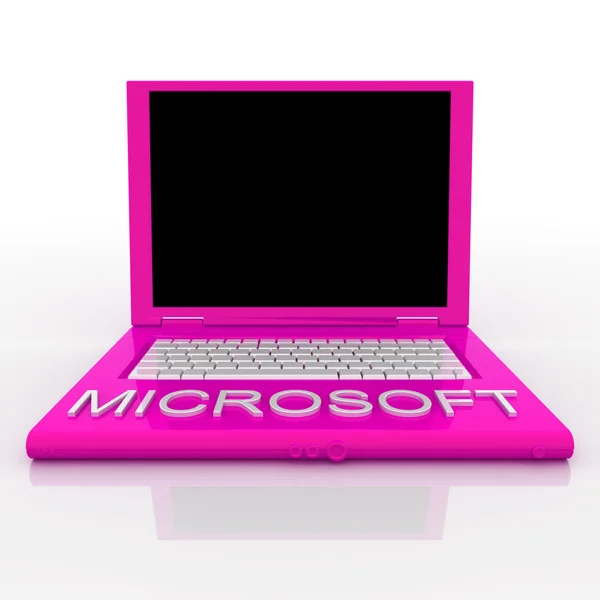 Computador portátil com palavra microsoft nele — Fotografia de Stock
