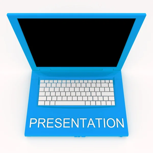 Laptop mit Word-Präsentation drauf — Stockfoto