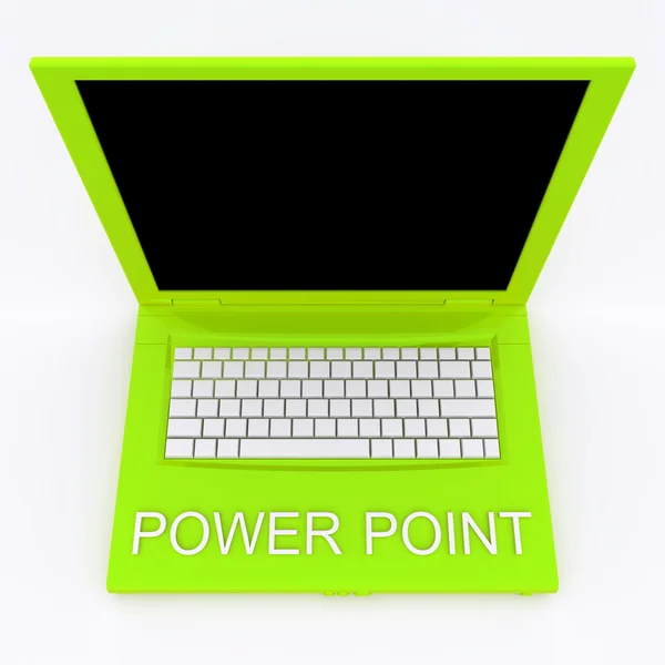 Laptop computer with word power point on it — Stock Photo, Image