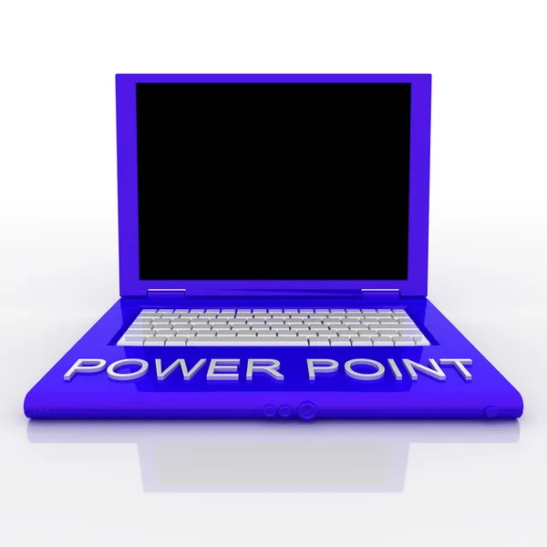 Laptopcomputer met woord power point op het — Stockfoto