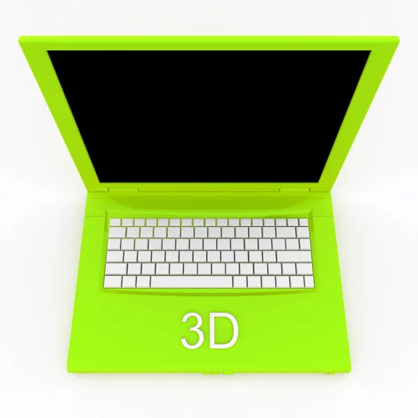 Computador portátil com palavra 3d nele — Fotografia de Stock