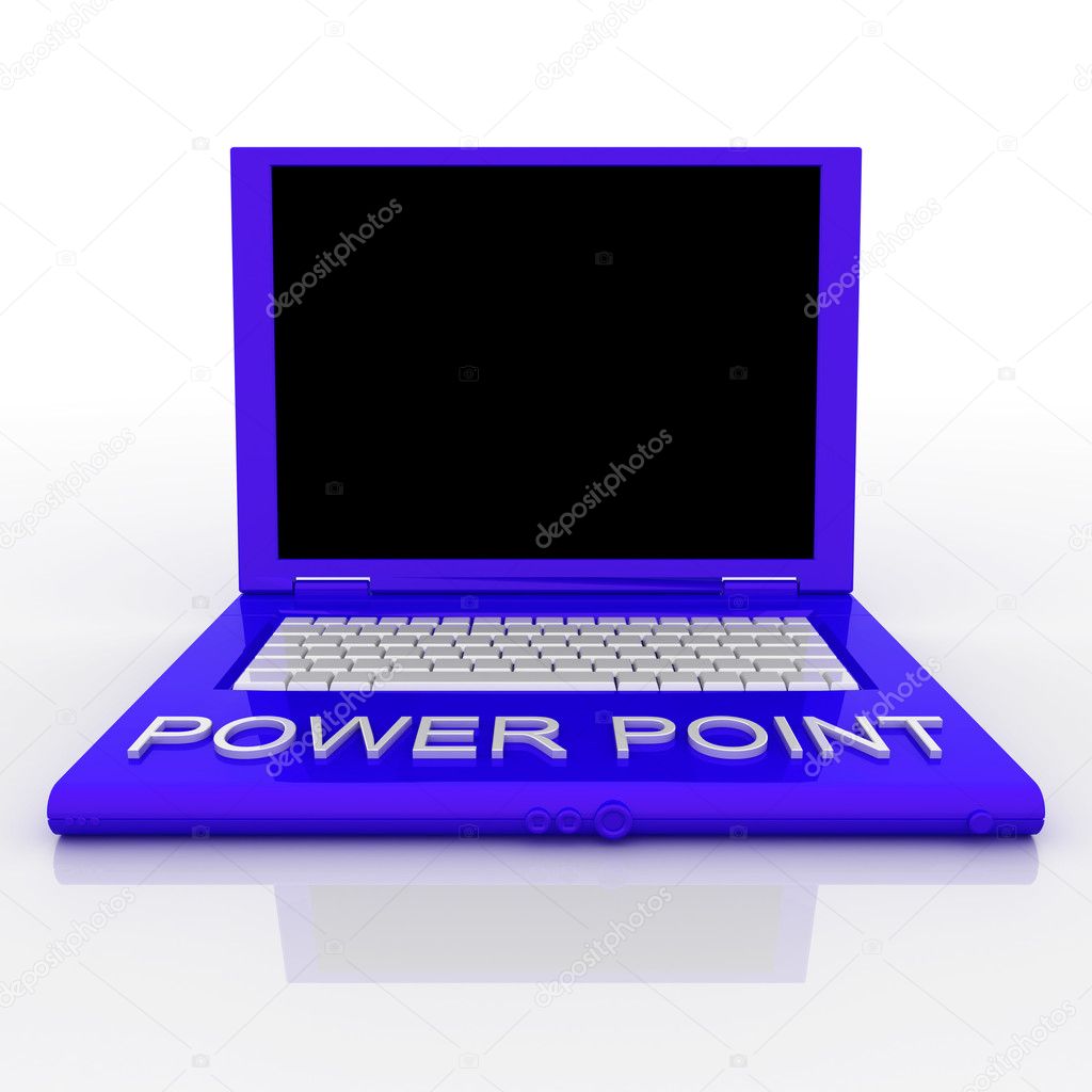 Laptop computer with word power point on it