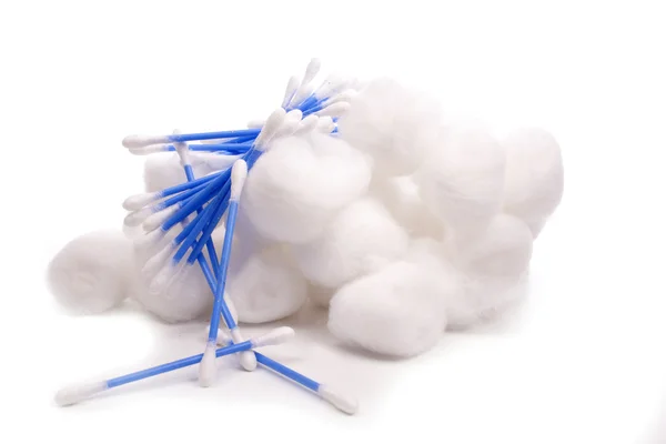 Cotton bolls ad Cotton swabs — Stock Photo, Image