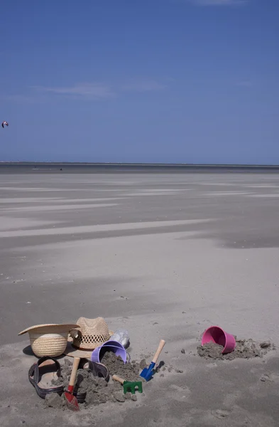 stock image Toy-buckets in the sand on the beach