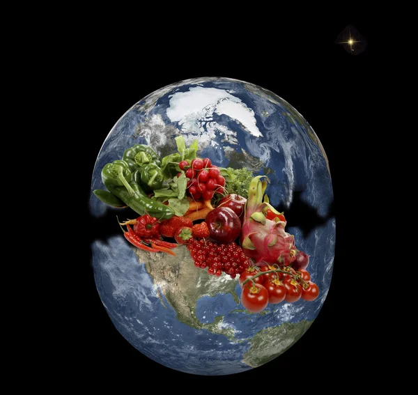 水果和蔬菜在世界附近 — 图库照片