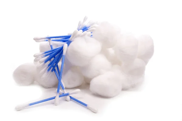 Stock image Cotton bolls ad Cotton swabs