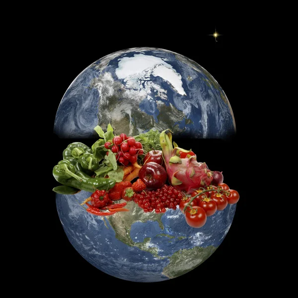 水果和蔬菜在世界附近 — 图库照片