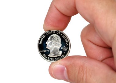 Fingers holding coin clipart