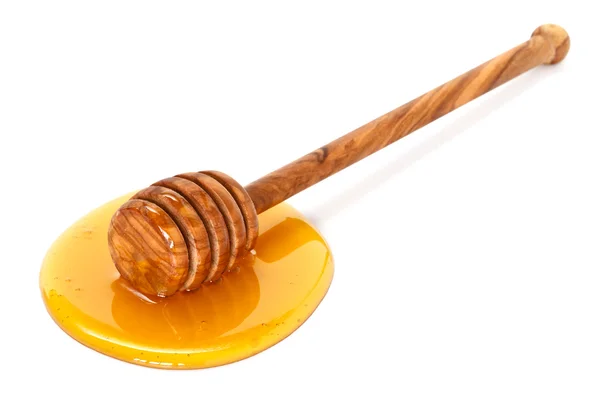Honey with dipper — Stock Photo, Image