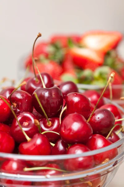 stock image Sweet cherry in a glass cup