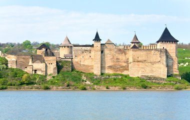 Spring view of Khotyn Fortress (Chernivtsi Oblast, Ukraine) clipart