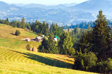 Mountain village (summer countryside landscape) clipart