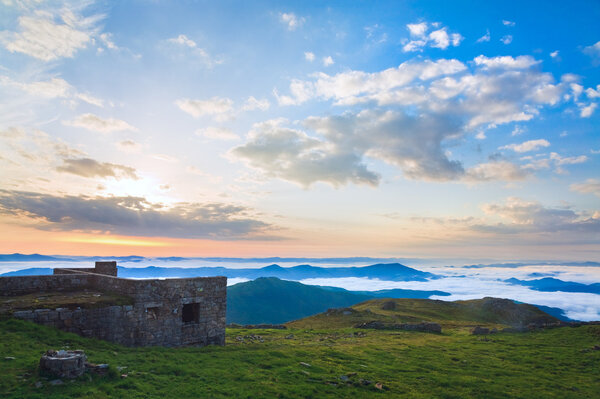 Sunrise mountain observatory ruins view
