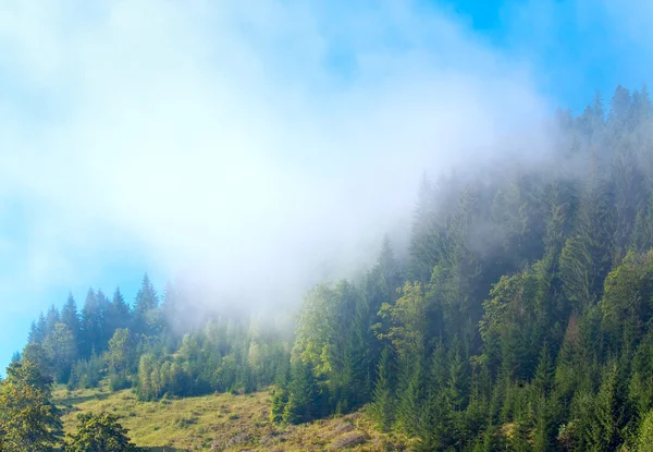 Mlhavé ráno v horských — Stock fotografie