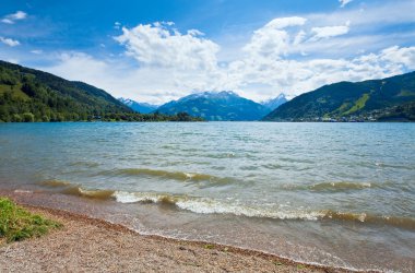 Alpine summer lake view clipart