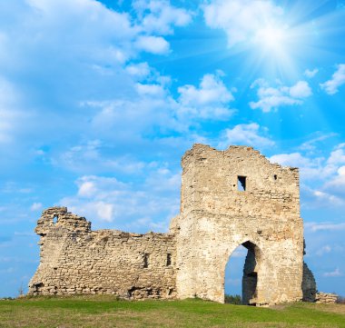 Spring ancient fortress ruins clipart