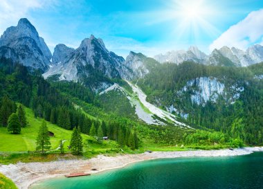 Alpine summer lake view clipart