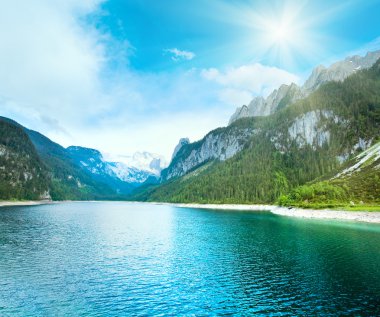 Alpine summer lake view clipart