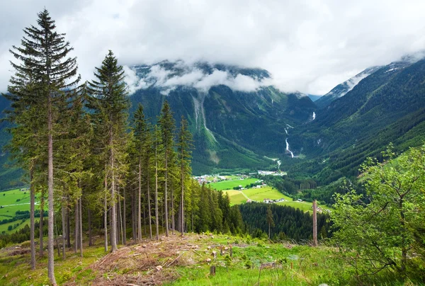 Alpes cachoeira vista de verão — Fotografia de Stock