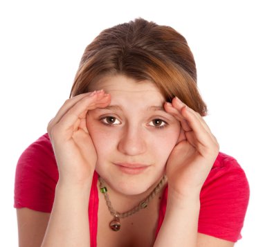 Young girl with blinders clipart