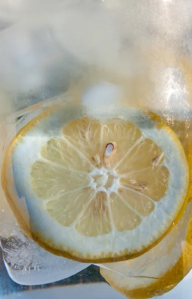 Limón en agua helada —  Fotos de Stock