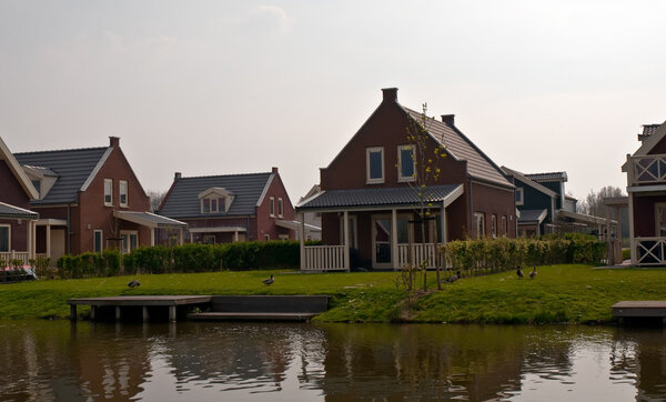 Panoramic view on rural houses , Netherlands (Holland).