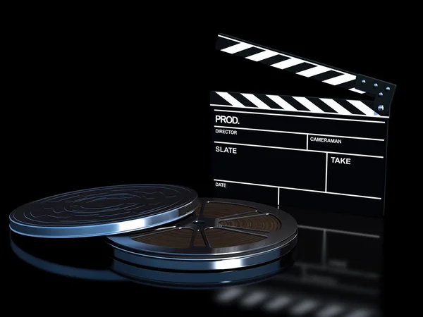 Clapperboard és a film tekercs Stock Kép