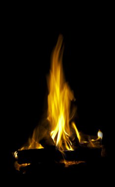 Flame on black background clipart