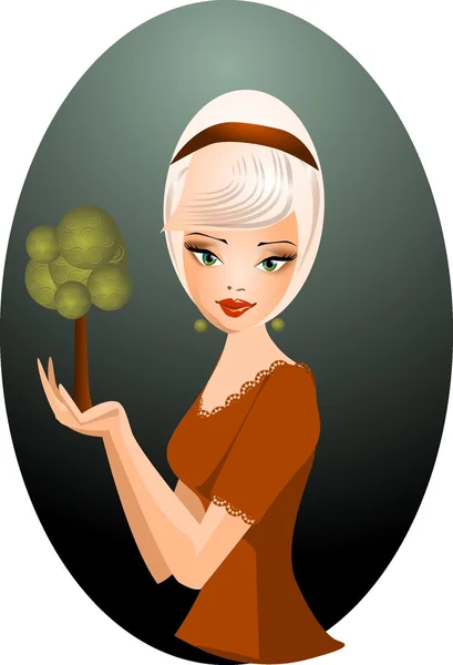 Woman With a tree — Stock Vector