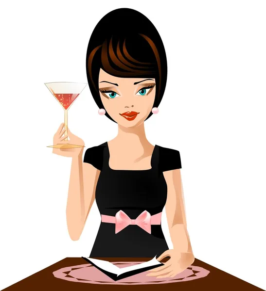 Woman with a glass — Stock Vector