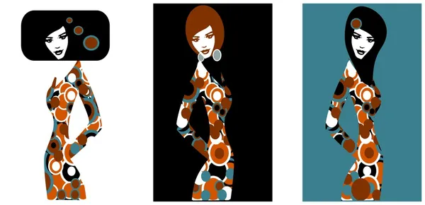 Trois silhouettes de femmes — Image vectorielle