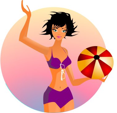 Woman on beach clipart