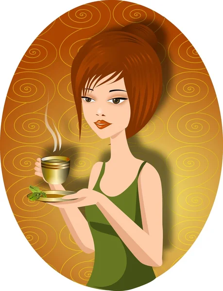 Гарячі зелений чай — стоковий вектор