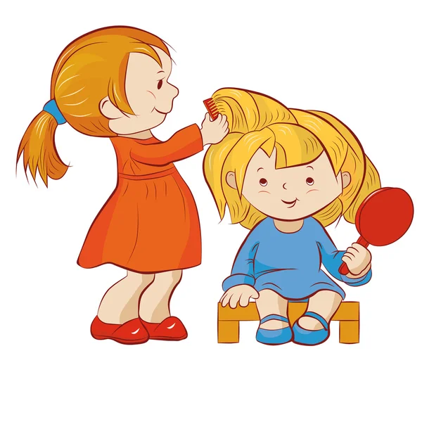 Zwei kleine Mädchen — Stockvektor