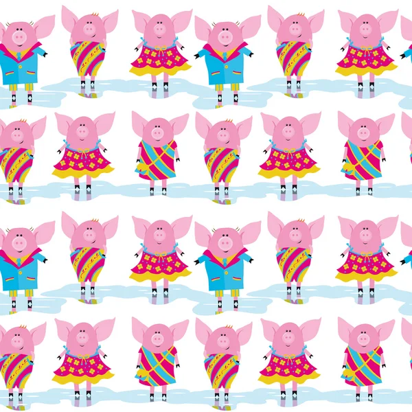 Seamless pattern - pigs — Stock Vector